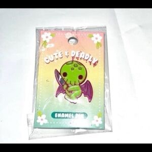 Kawaii Cthulhu with knife enamel pin